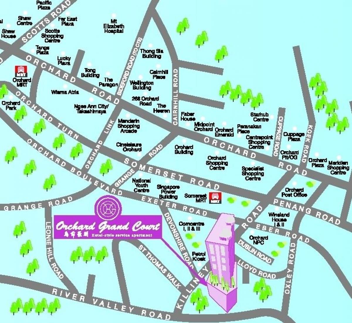 orchard road Singapurren mapa