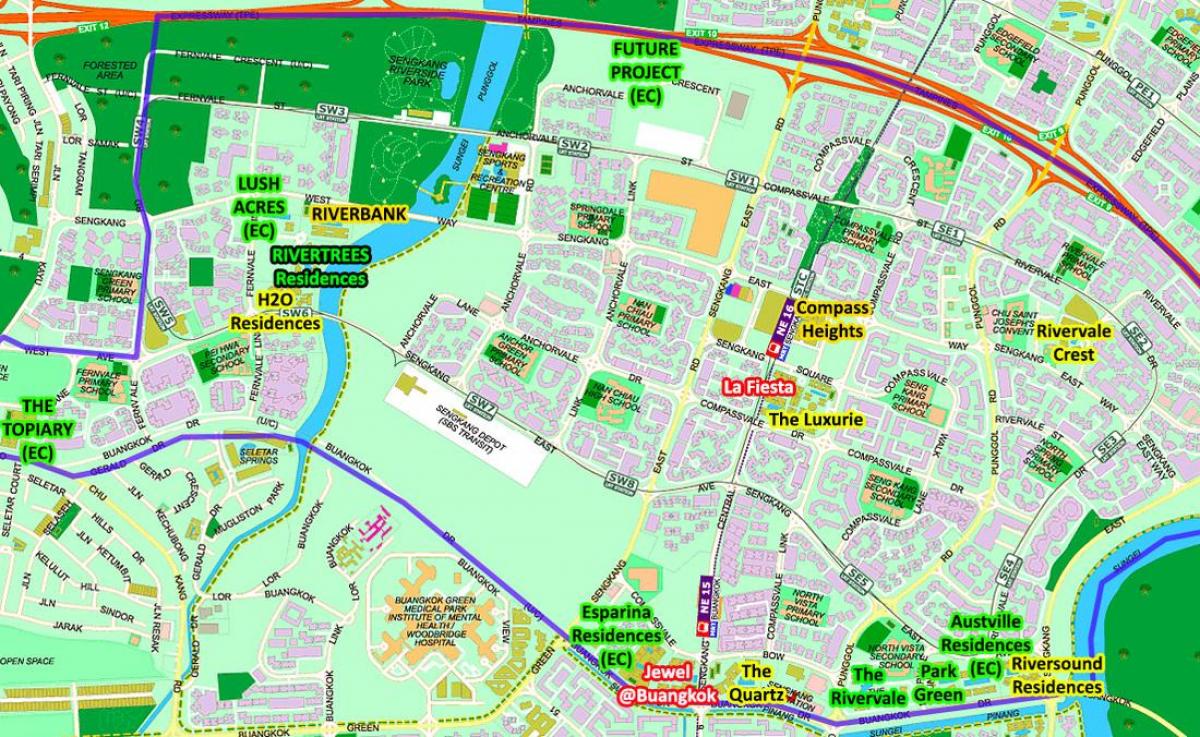 mapa Sengkang Singapurren