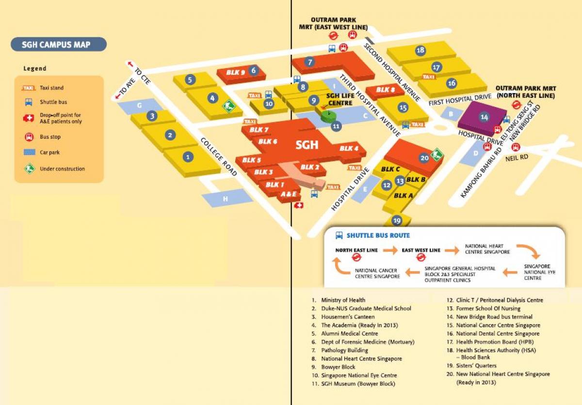 Singapurren General Hospital mapa