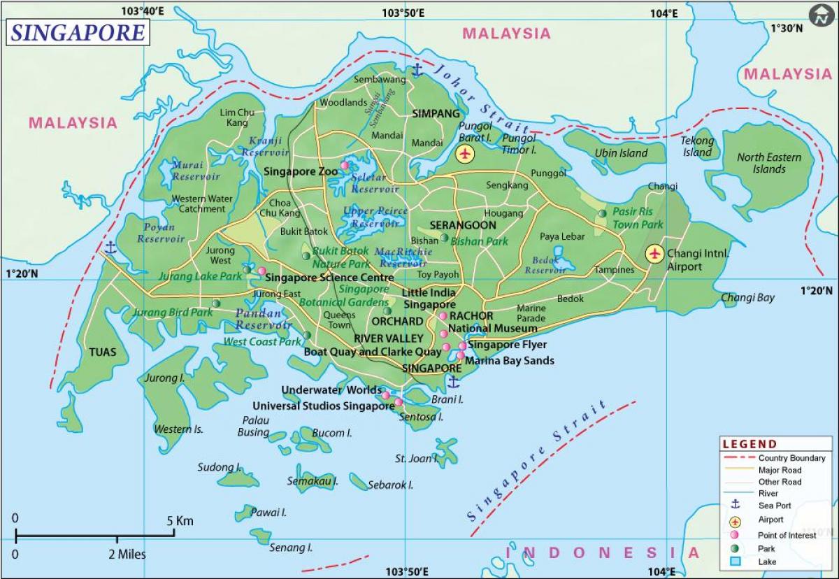 mapa Singapur hiri