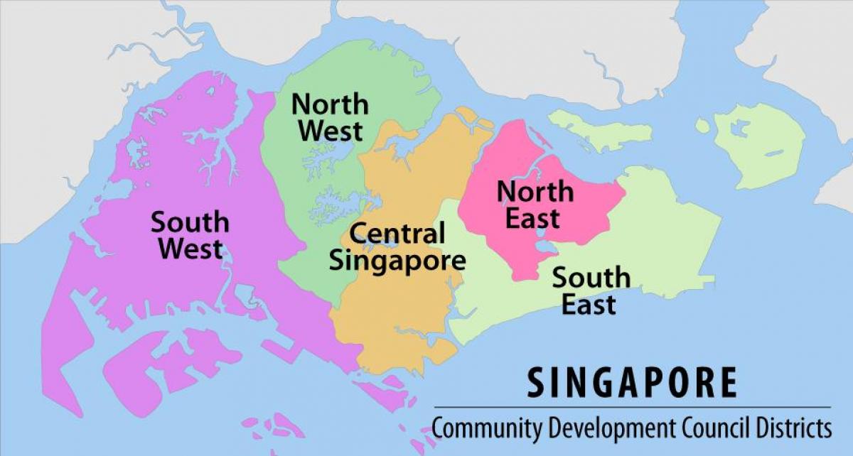 mapa Singapur eskualdean