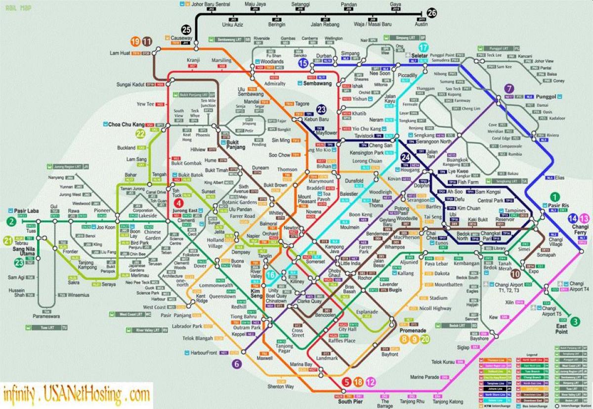 mapa Singapur garraio