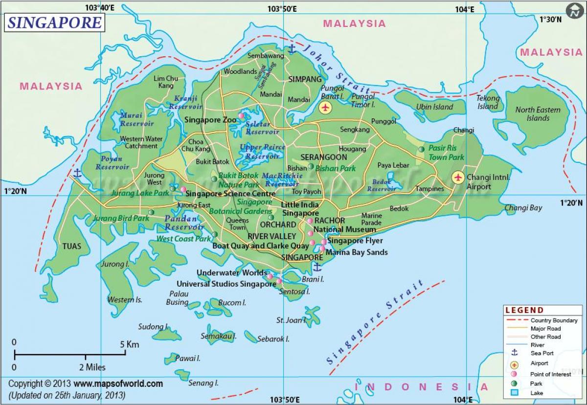 Singapurren kokapena mapan